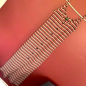 Body con striped dress with slit on the bottom